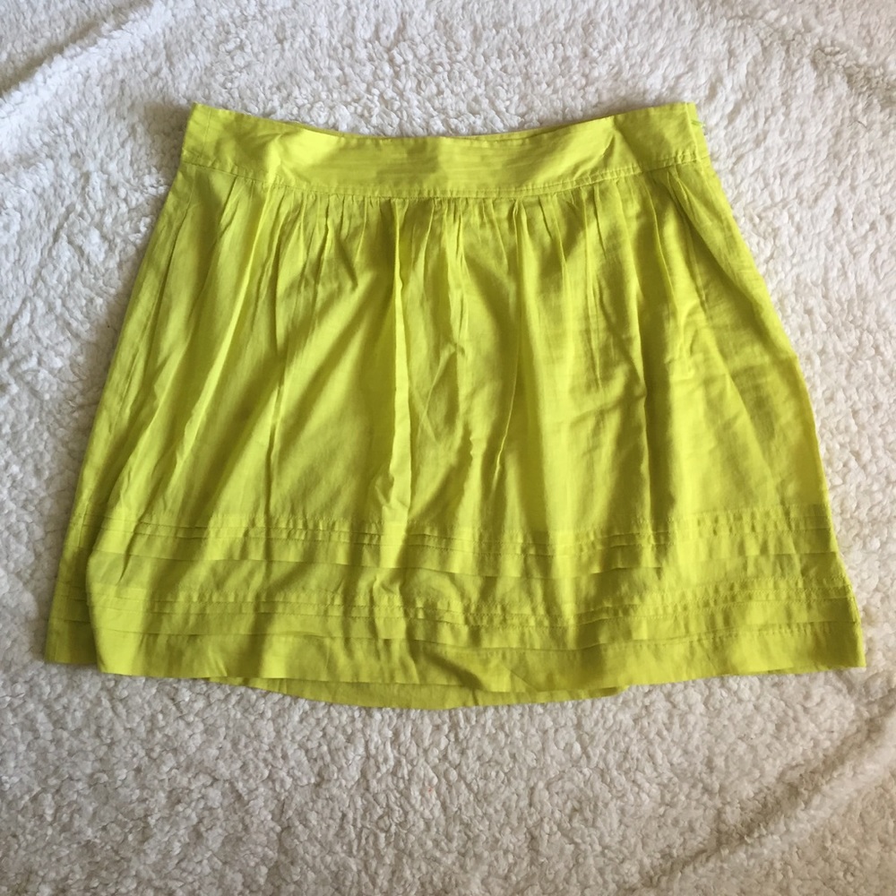 Loft Neon Yellow Green Cotton Layered Skirt